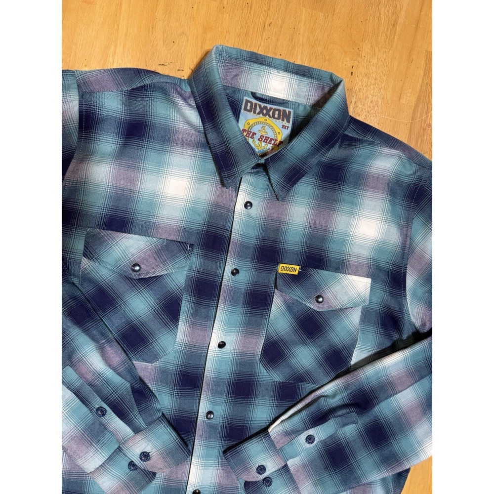Dixxon Flannel Co Shirt Mens 2XLT Blue Plaid The Shelf Pearl Snap Workwear